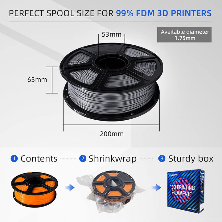 FLASHFORGE - 1,75 mm PLA 3D-Druckfilament und 1 kg Spule für die Creator-Serie (schwarz) PLA Pla-Sch