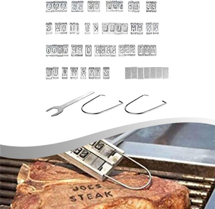 Grill Brandeisen Fleischgrill Brandeisen mit 55 Buchstaben Holzgriff Grillzubehör Brandeisen für Bur