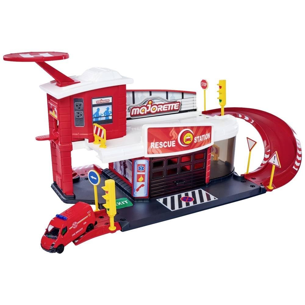 Dickie Toys 212050038 Feuerwehrstation, Launcher und Feuerwehrauto die cast Renault Master 7,5cm, 50