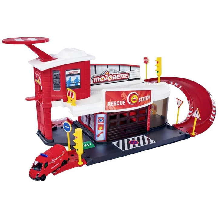 Dickie Toys 212050038 Feuerwehrstation, Launcher und Feuerwehrauto die cast Renault Master 7,5cm, 50