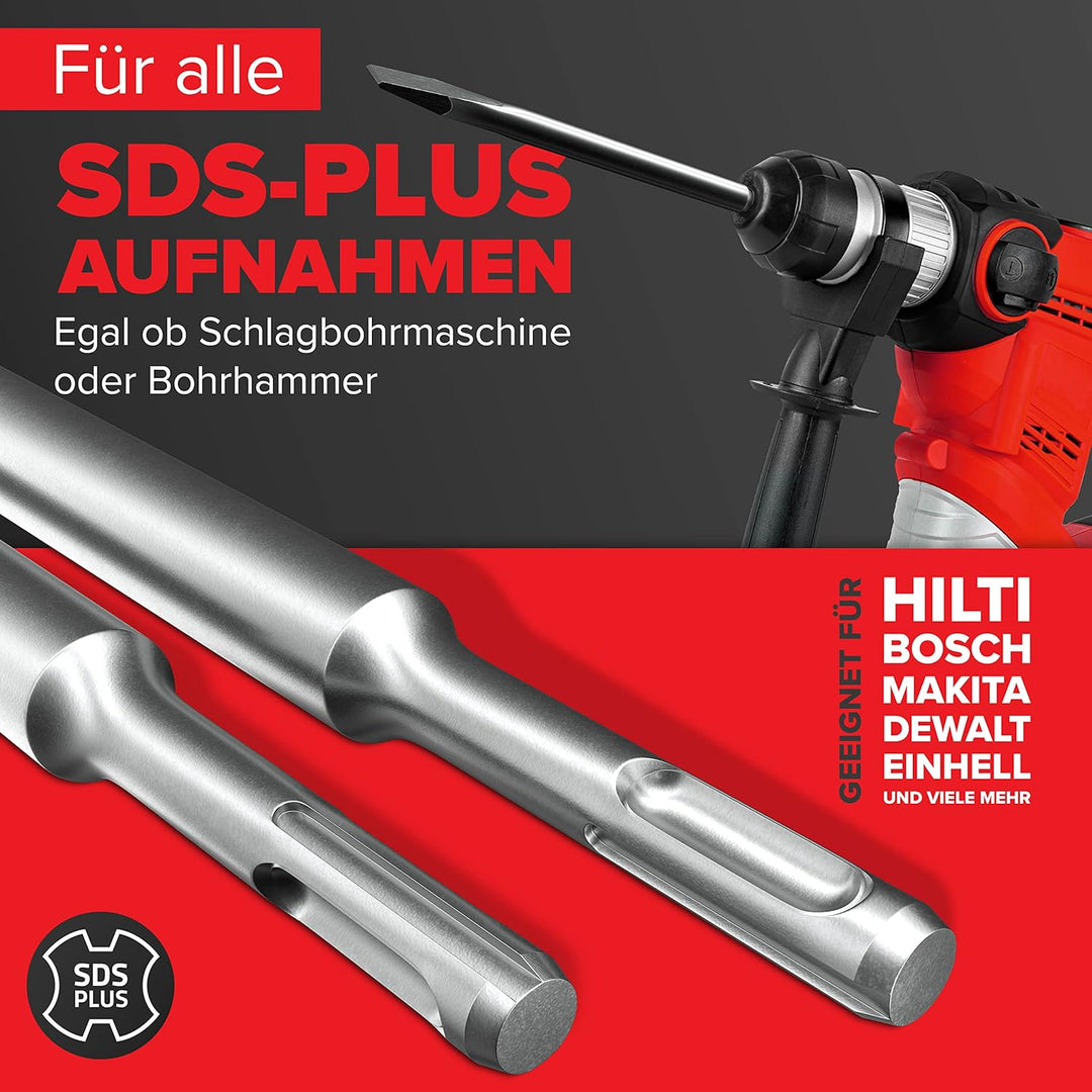 KSP-TEC® | SDS Plus Meissel Set | bestehend aus FLIESENMEIssEL, Flachmeissel und Spitzmeissel | verp
