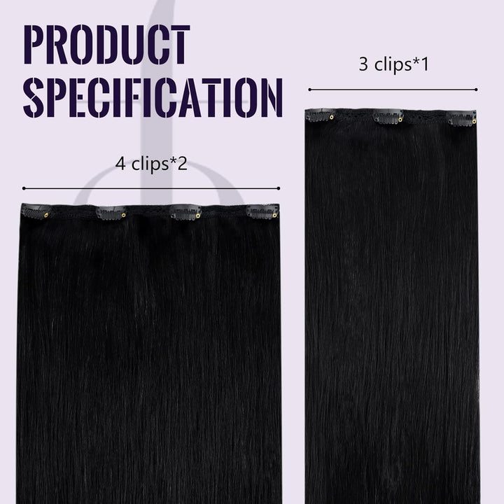 Fshine Clip in Ehthaar Extensions Dunkelbraun 30cm 3pcs Remy Ehthaar Clip in Extensions Jet Black Cl