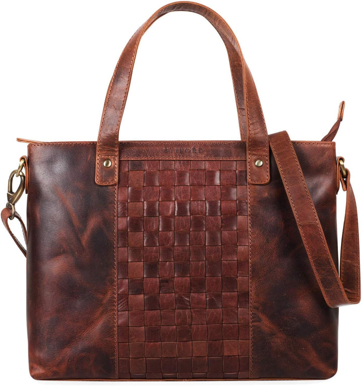 STILORD 'Mara' Elegante Handtasche geflochtenes Leder mit abnehmbaren Schulterriemen Abendtasche Aus