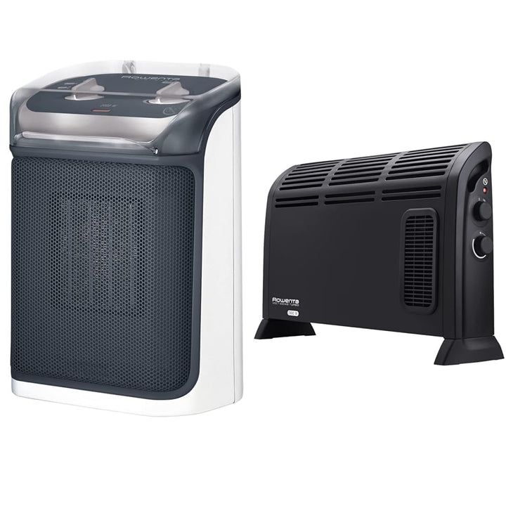 Rowenta SO9281 Mini Excel Aqua Keramik Heizlüfter | Grau/Weiss & CO3035 Konvektor- Heizlüfter Vectis