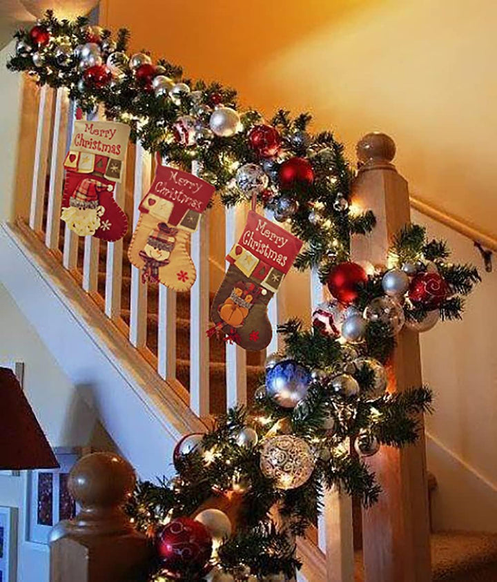 YULOONG Grosse Weihnachtsstrümpfe Weihnachtsmann Schneemann Hirsch Set Weihnachtsgeschenktüten Weihn