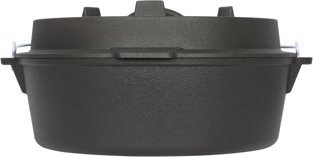 Dutch Oven 7,3 Liter von El Fuego®, 100% Gusseisen, inkl. Schürhaken und Tragebügel, Camping & Outdo