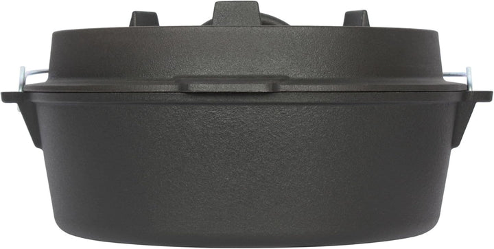 Dutch Oven 7,3 Liter von El Fuego®, 100% Gusseisen, inkl. Schürhaken und Tragebügel, Camping & Outdo
