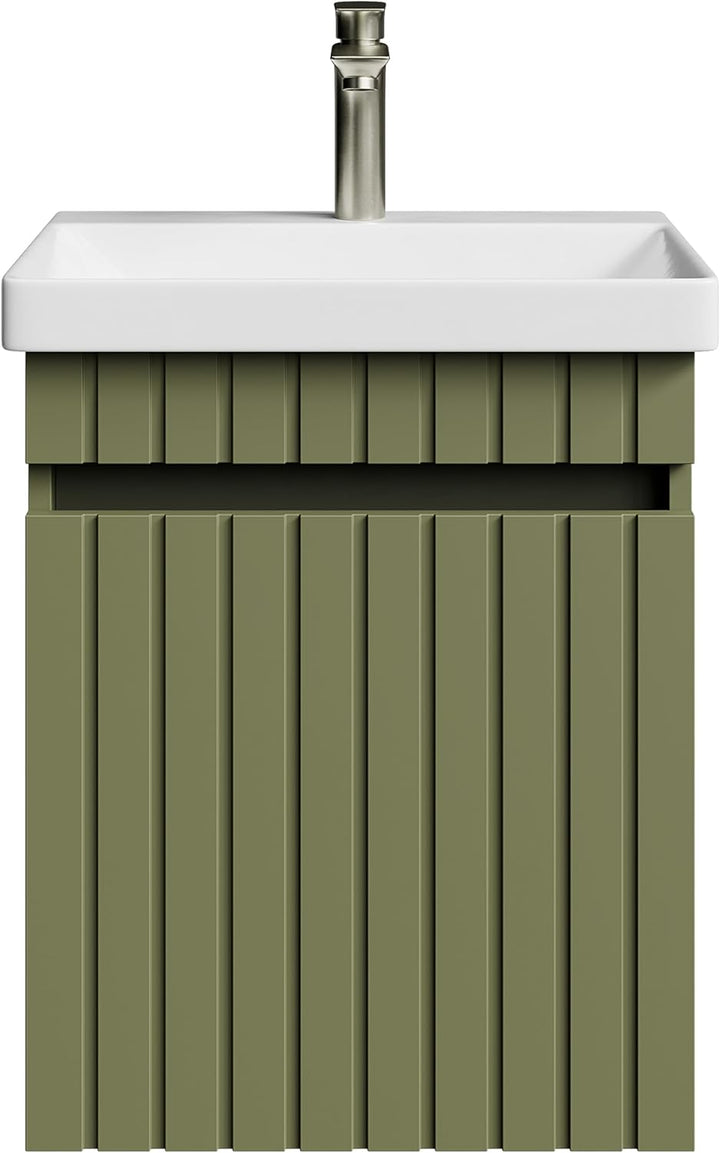 Planetmöbel Cosmia Badmöbel Set Waschbecken mit Unterschrank 50 x 60 x 35 cm Mint Grün, Armatur Bade