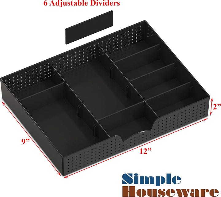 Simple Houseware Schreibtisch-Monitorständererhöhung mit Verstellbarer Organizer-Ablage, Espresso, E