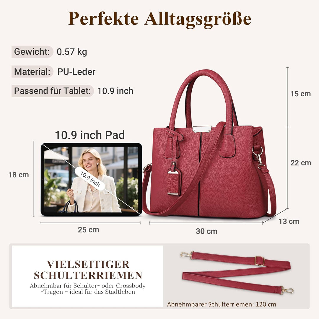 DIRRONA Elegant Damen Handtasche Schultertasche Gross Kapazität Umhängetasche Beiläufig Reise Tasche