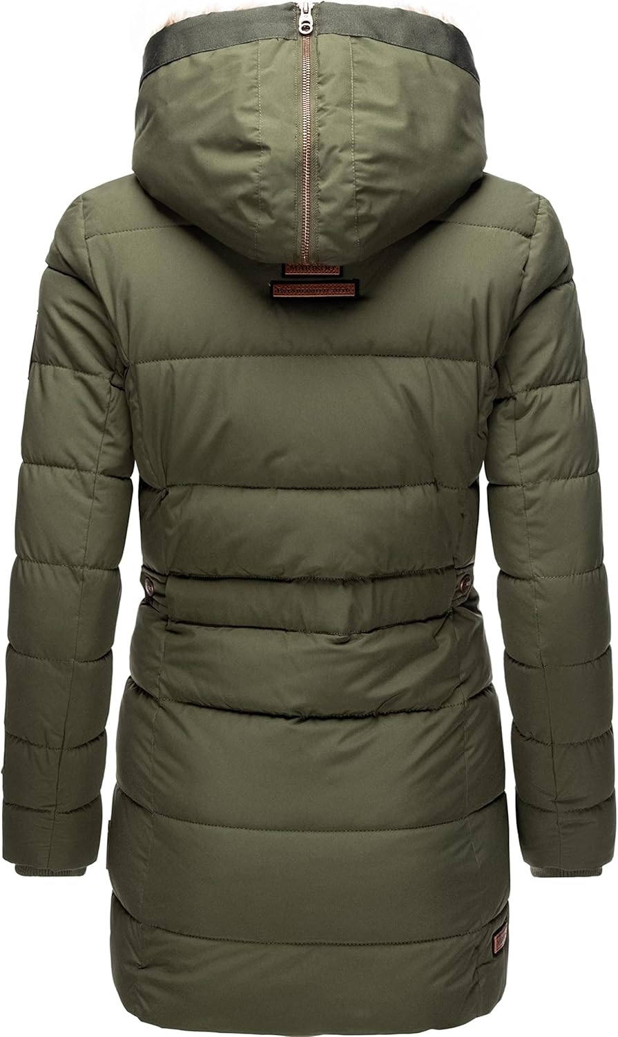 MARIKOO Damen Warmer Winter Steppmantel mit Kapuze Lieblings Jacke XS-XXL XS Olive, XS Olive