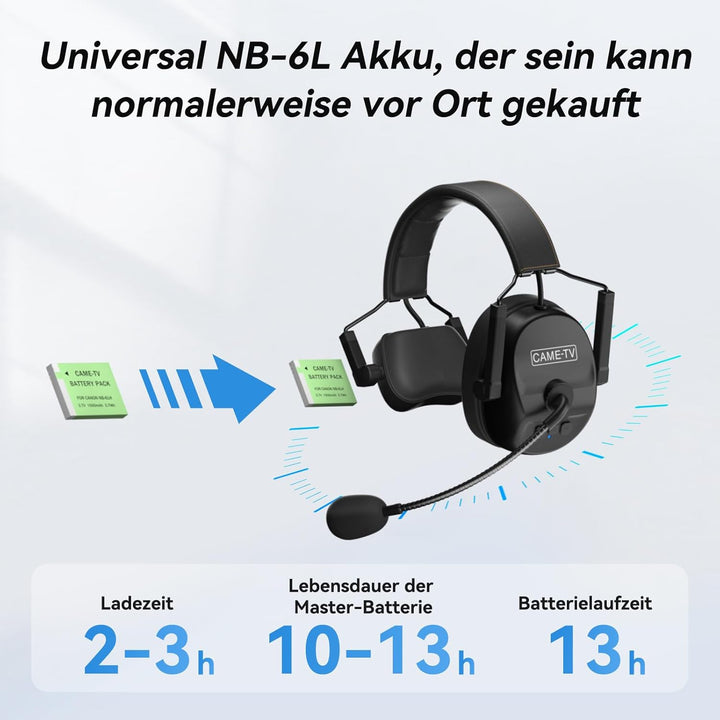 cametv 7er-Pack Kuminik8 1.9GHz drahtloses Intercom-Headset, Vollduplex-Intercom-Kommunikationssyste
