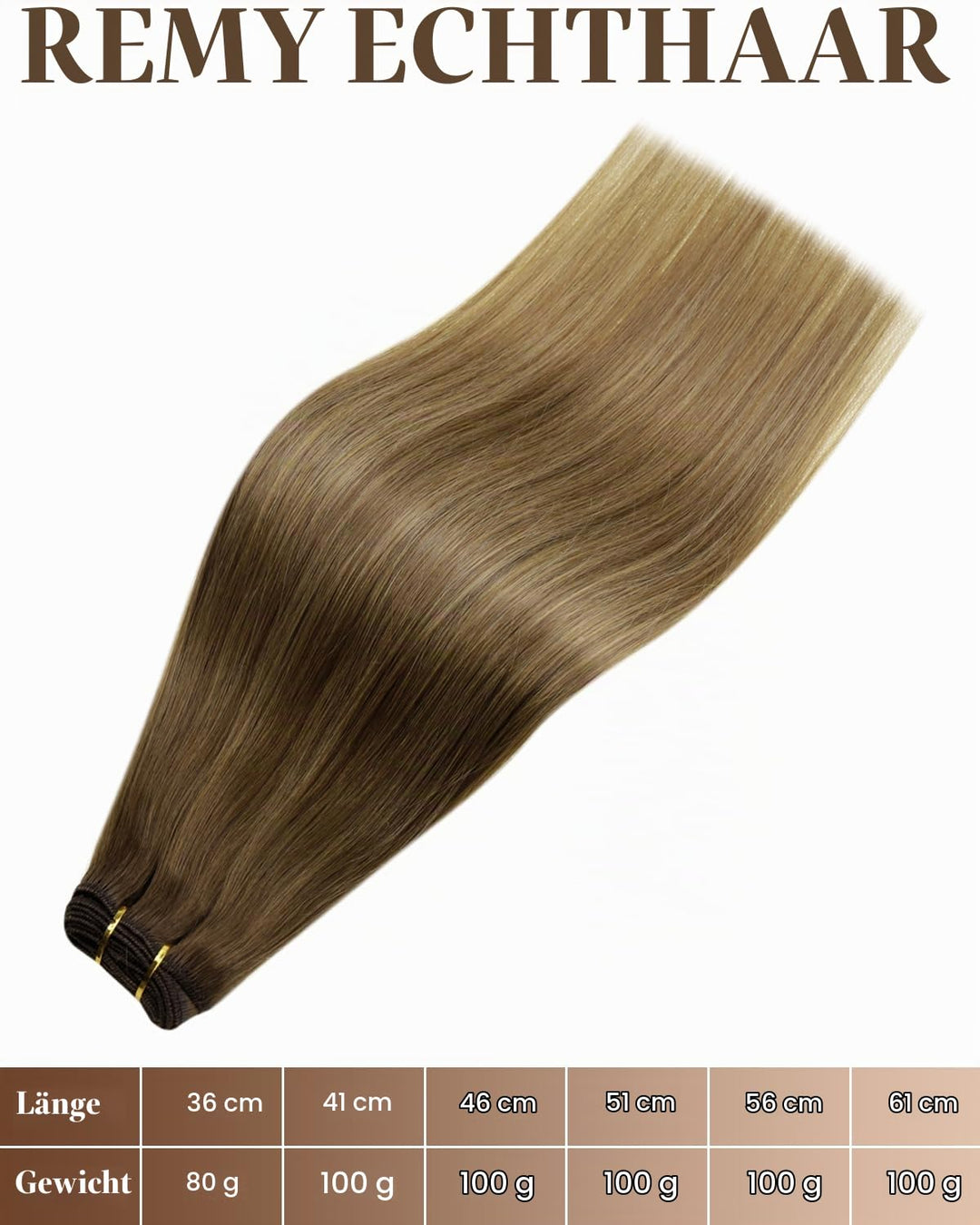 Hetto Balayage Echthaar Tressen Extensions Mittel Braun zu Hellbraun und Dunkelste BlondineTressen E