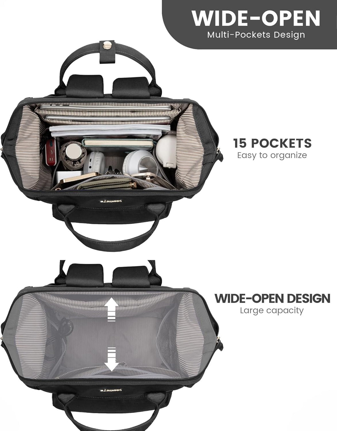 LOVEVOOK Schulrucksack Teenager Mädchen, 15,6 Zoll Laptop Schultasche Arbeitstasche Herren Damen, Wa