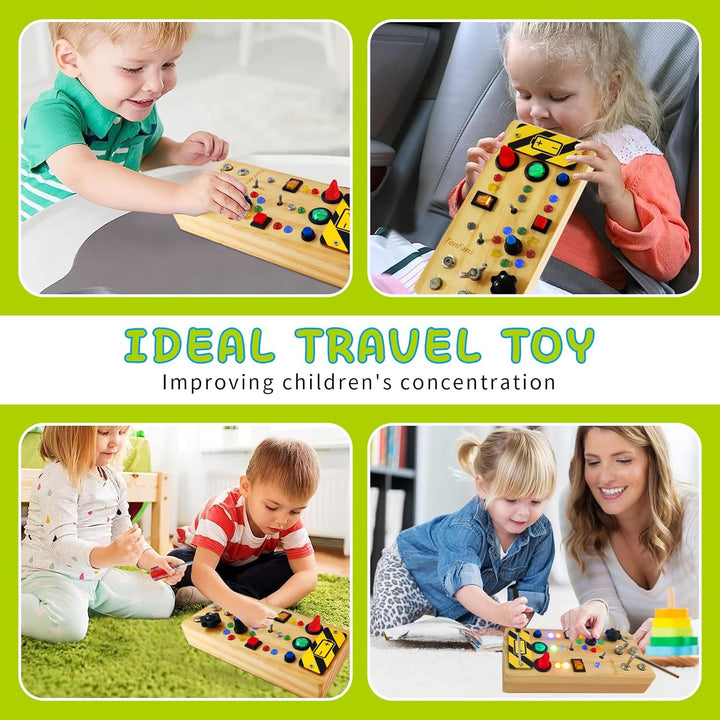 TenFans Busy Board Montessori Spielzeug mit LED-Lichtschalter und Schraubendreher-Tools - Sensorisch
