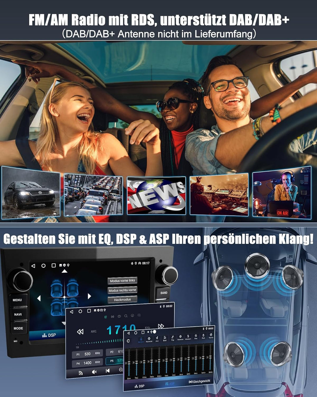 Bluetooth Autoradio mit Bildschirm für Opel Corsa d, Astra J & H, Meriva, Vivaro, Zafira b mit Navi
