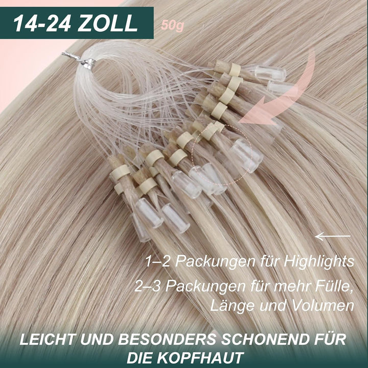 Easyouth Blond Microring Extensions Echthaar Micro Ring Extension Aschblond Mix Gelbblond Microring