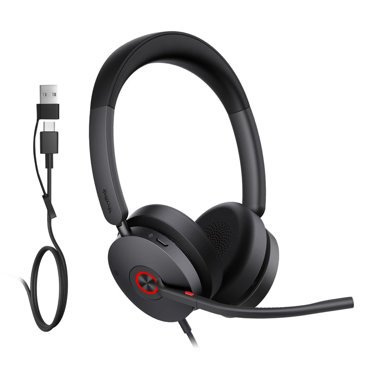 Yealink UH48 ANC Schnurgebundenes PC Headset mit 4 Mikrofon Hybrid Geräuschunterdrückung Stereo Büro