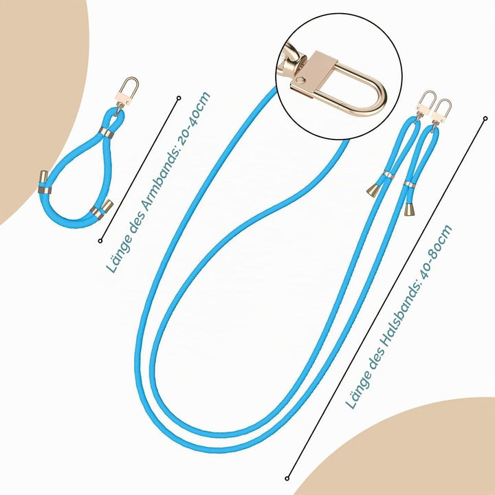 Handyband Abnehmbar für iPhone 17 Hülle mit Band, Langes Band zum Umhängen &amp; Kurzkordel für Handgele