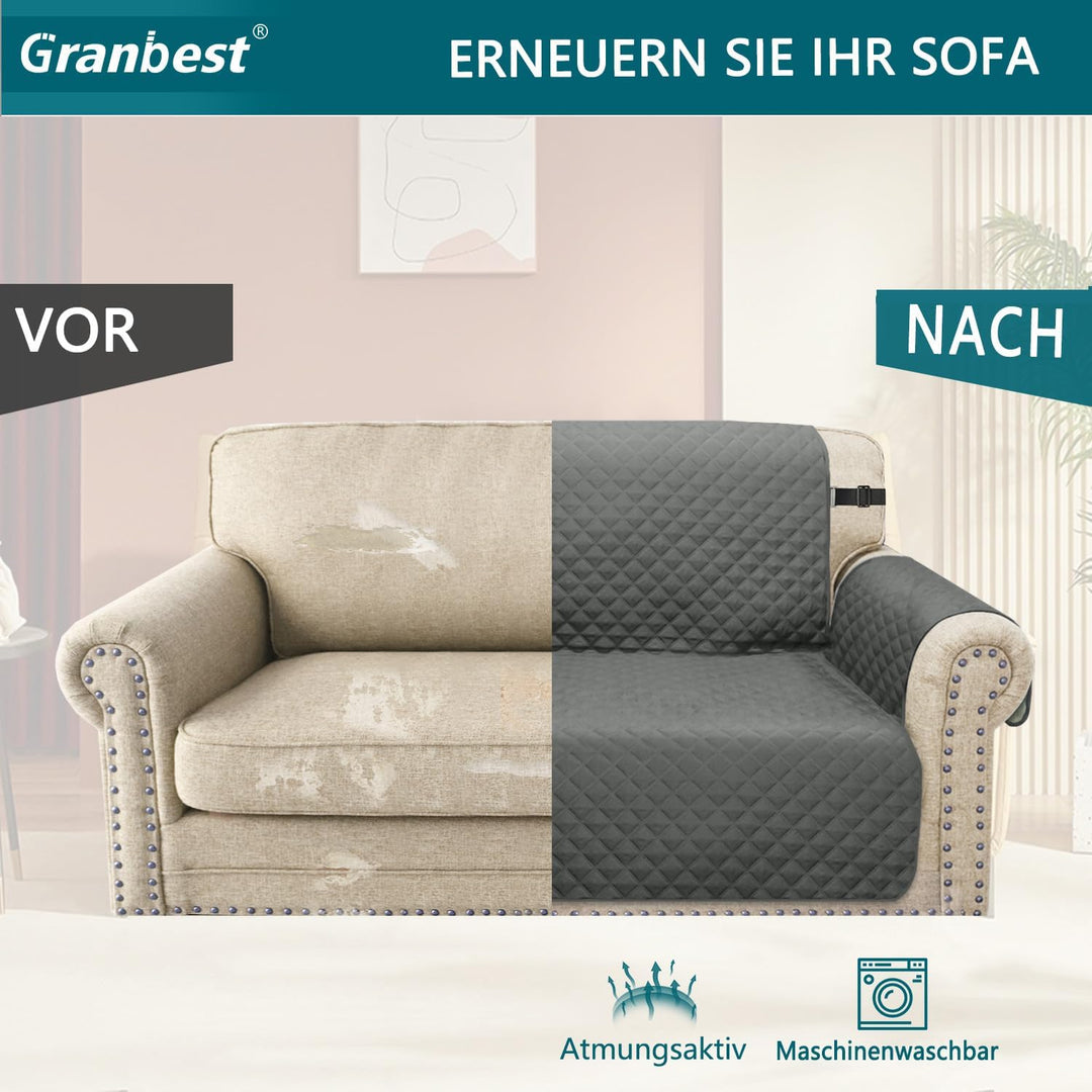 Granbest wasserdichte Überdimensioniert Sofabezug 4-Sitzer rutschfeste Couchbezug mit Elastischen Ri