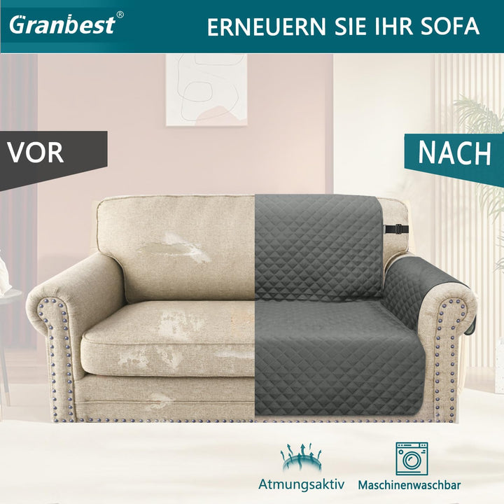 Granbest wasserdichte Überdimensioniert Sofabezug 4-Sitzer rutschfeste Couchbezug mit Elastischen Ri