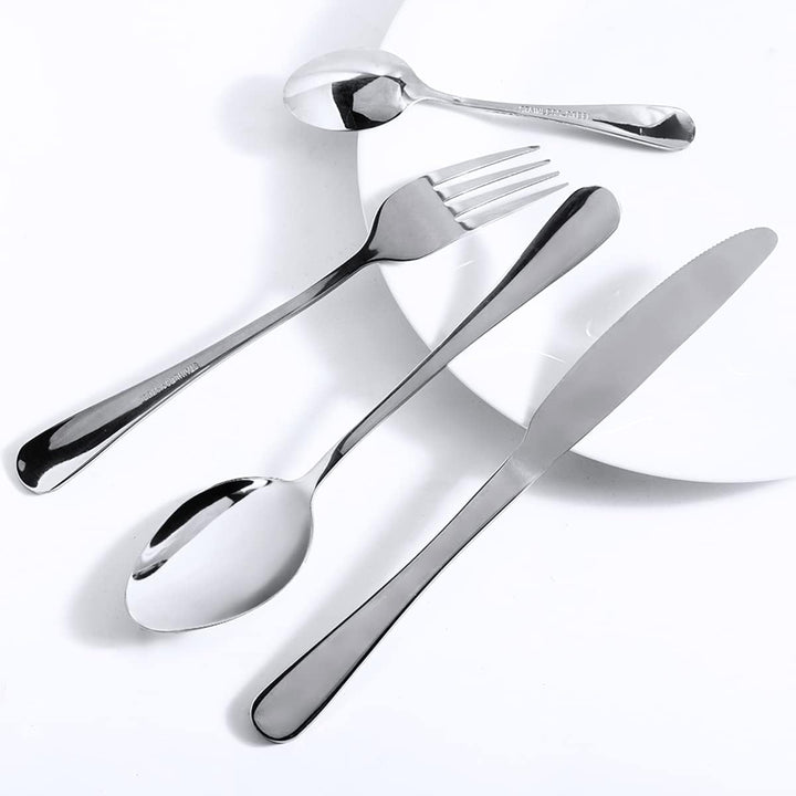 Besteck Set 6 Personen,24 Teilig Besteckset，Inkl Messer,Gabel LöFfel Und DessertlöFfel,Besteck Edels