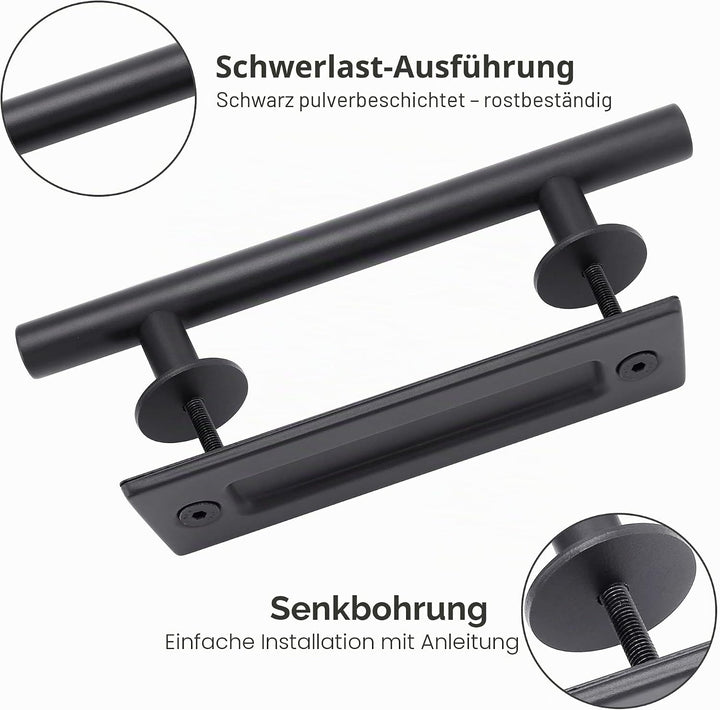 Lpraer 30CM Schiebetüren Griff Schwarze Scheunentorgriff Schiebetür zieht-Griff Schiebe Türgriff Küc