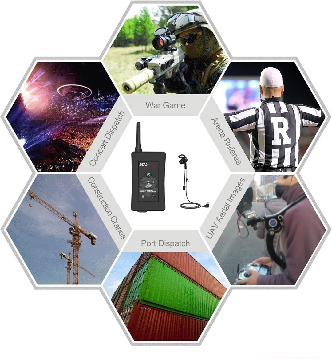 EJEAS FBIM Professionelle Bluetooth Headset Intercom für Schiedsrichter, 850 mAh 1500 MDrahtlose Spr