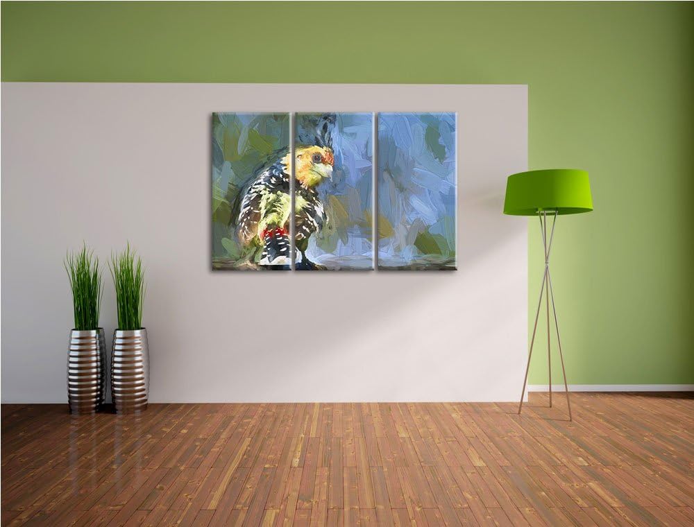 schöner Hauben-Bartvogel NewArt 3-Teiler Leinwandbild 120x80 Bild auf Leinwand, XXL riesige Bilder f