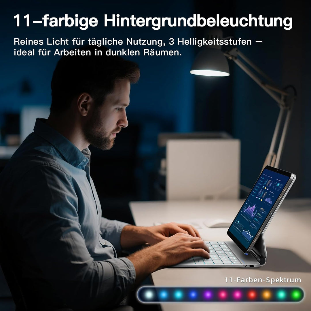 RAYMCRAFT für iPad Air 11 Zoll (M4/M3/M2) & iPad Pro 11 Zoll (4./3./2./1. Gen.) Hülle mit Tastatur,