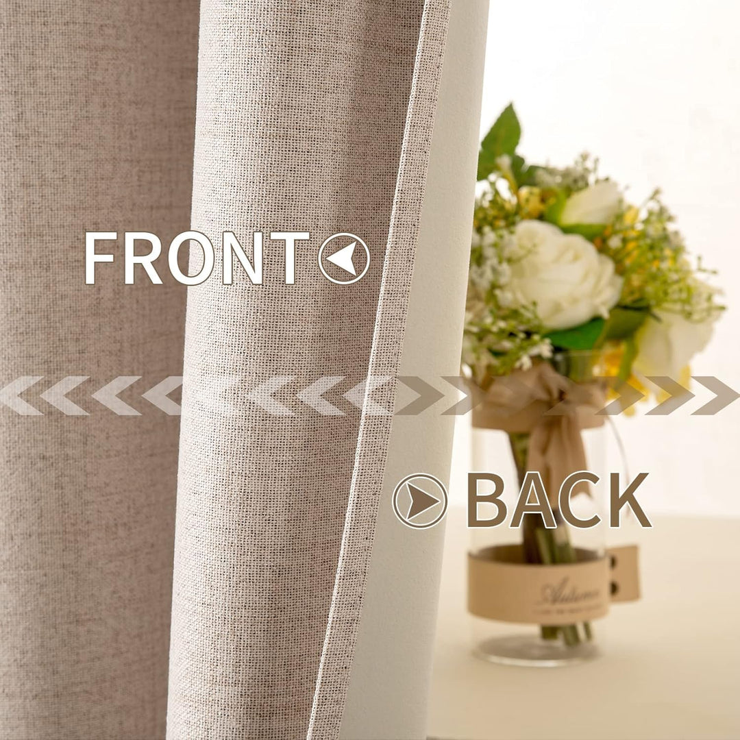 MIULEE Verdunklungsvorhänge mit ösen Gardinen Leinenoptik 2er Set 245 x 140 cm Beige Vorhang Blickdi