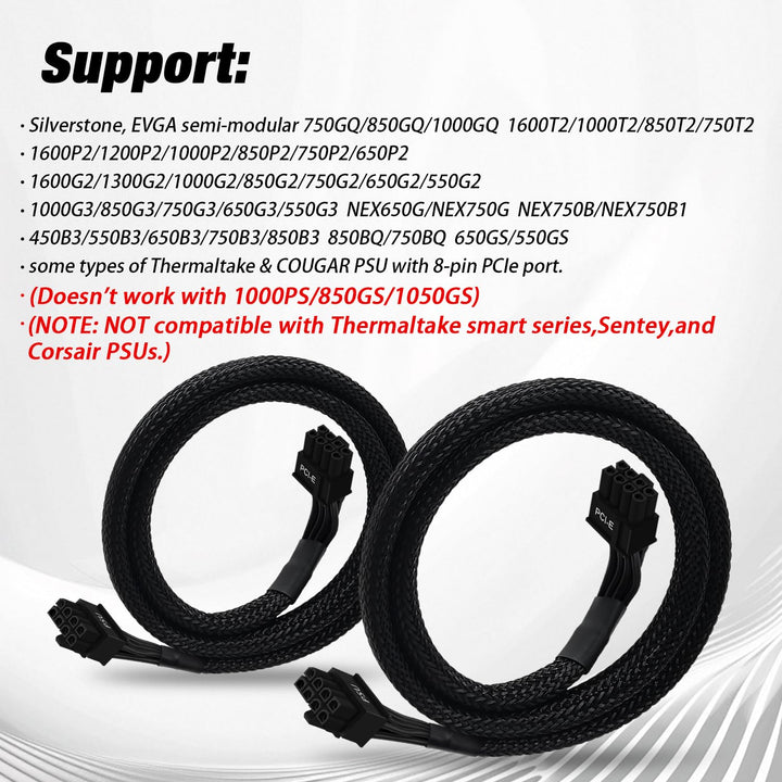 COMeap (2er-Pack) PCIe Kabel für EVGA Netzteil, PCIe 8 Pin Stecker auf 8 Pin (6+2) Stecker, PCI-Expr
