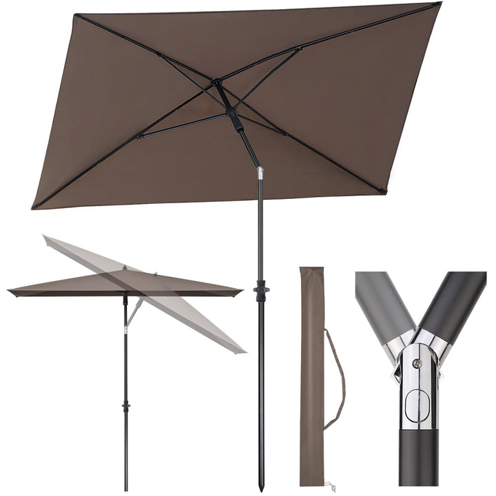 Sekey 210 × 140 cm Sonnenschirm mit Schutzhülle, Balkonschirm Gartenschirm Terrassenschirm, Sonnensc