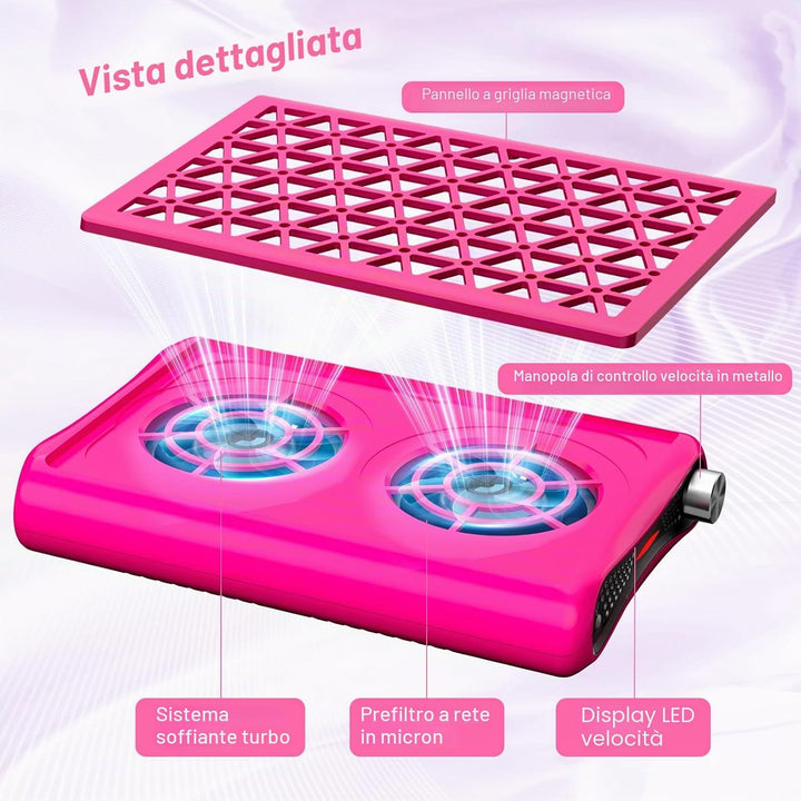 Nagelstaubabsauger Kabelgebunden, Dual-Turbo Ventilator mit 1600 Pa Saugleistung, 30 Filterpapieren,