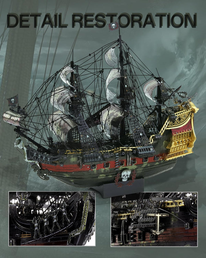 Piececool 3D Puzzle Metall Piratenschiff Queen Anne's Revenge, 3D Metall Puzzle Segelboot Schiffsset