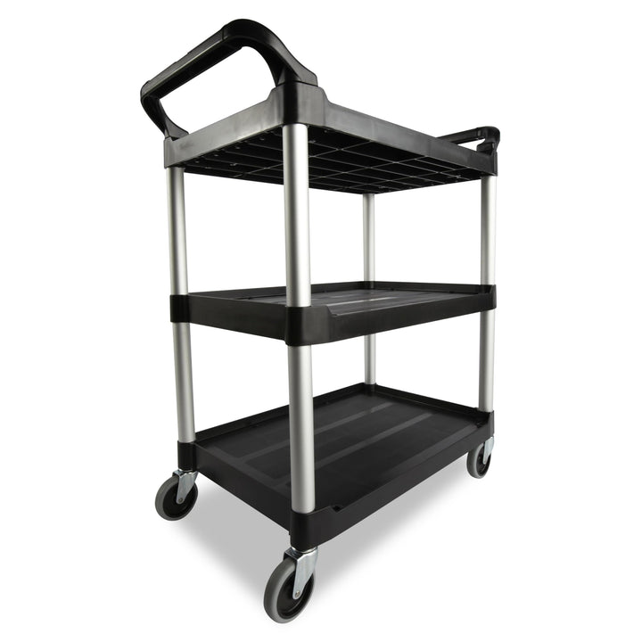 Rubbermaid Commercial Products FG342488BLA Mehrzweckwagenv mit 3 Böden, Schwarz, Schwarz