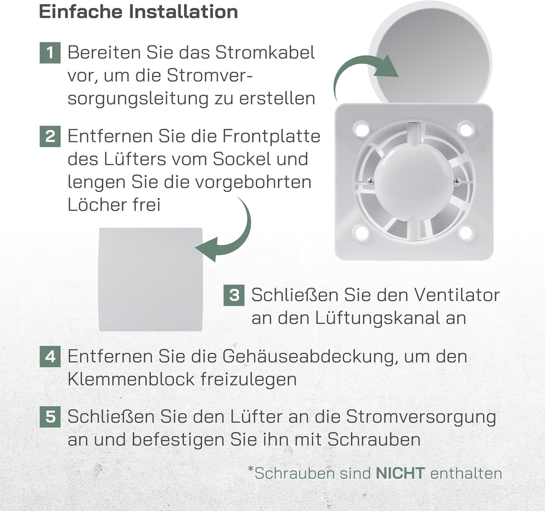 Vent Systems Badlüfter 100mm Weiss Wasserdicht Badventilator mit Lichtschalter-Aktivierung - IPX4 37