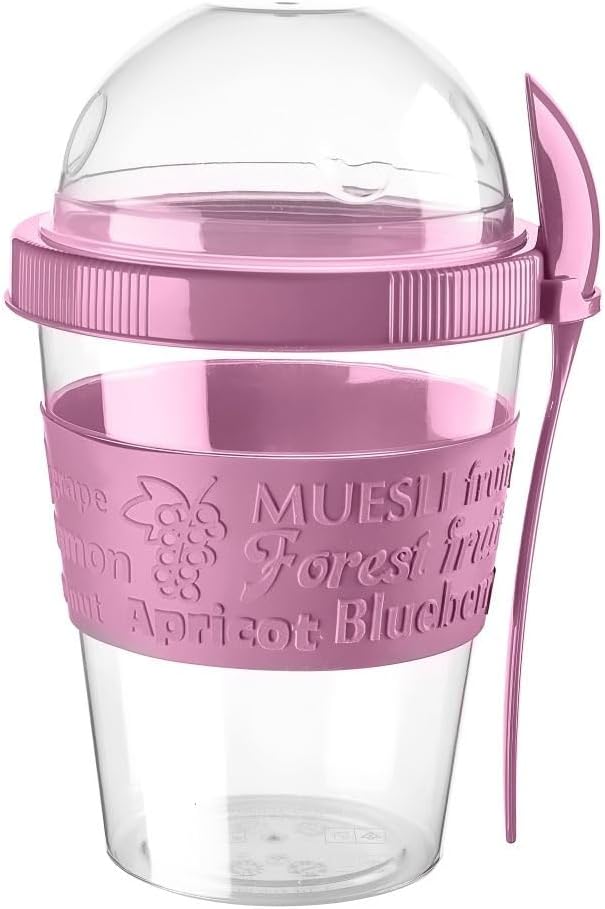 Generisch Müsli to Go Becher 4er Set – BPA-frei – Müslibecher mit Deckel & Löffel – Joghurtbecher, O