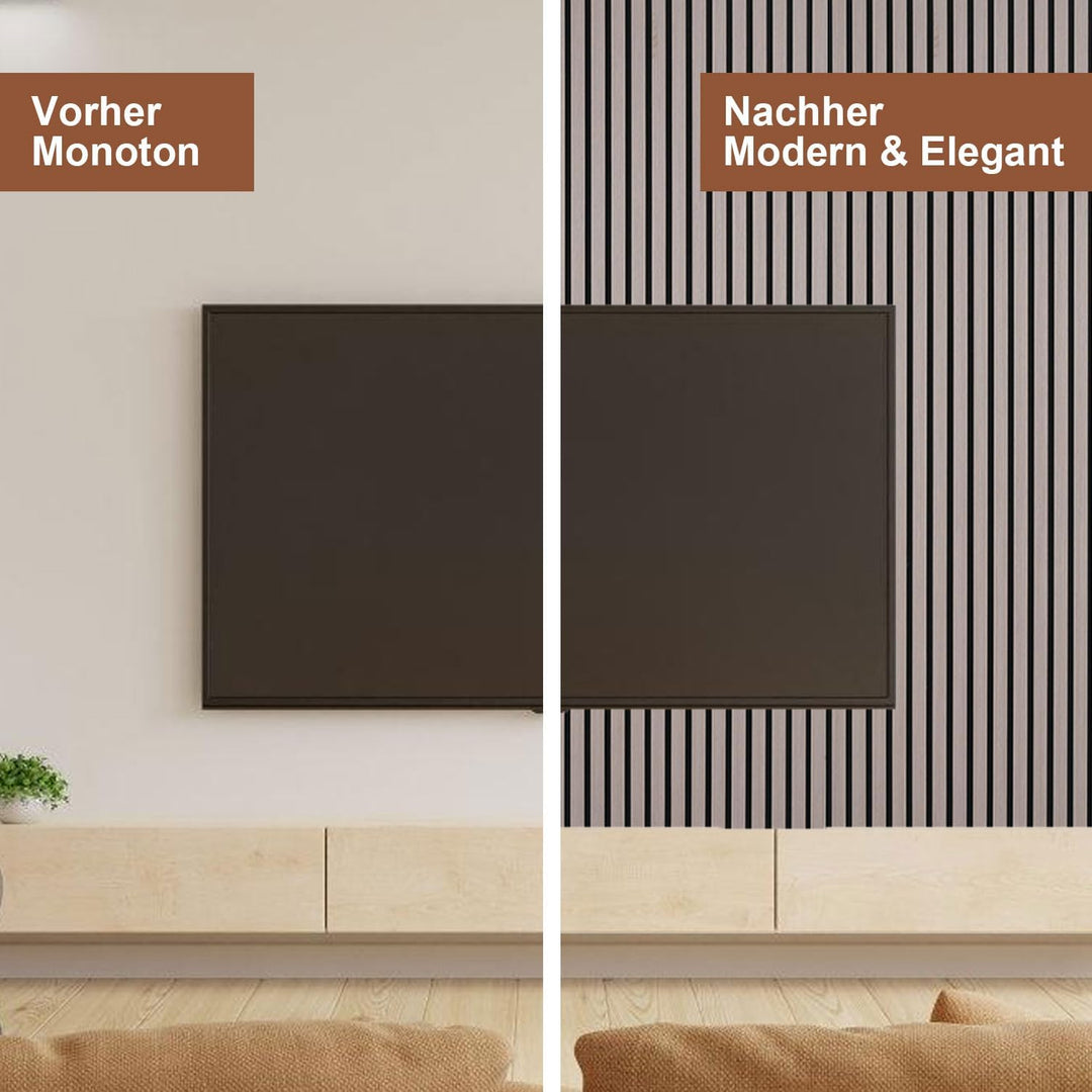 Akustikpaneele Wandpaneele Holz 1,44㎡ - 2er Set 120x60cm Lamellenwand Wandverkleidung Holz Natürlich