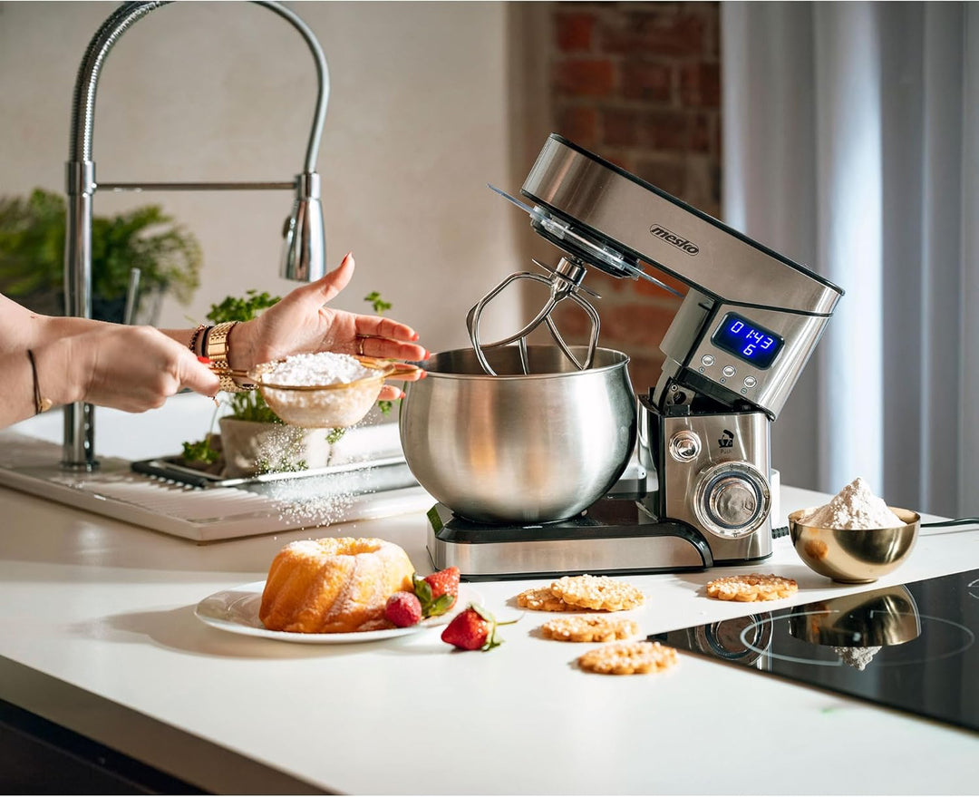 Mesko MS4228 Küchenmaschine, 5 Liter, professionelle Orbital-Küchenmaschine, 6 Geschwindigkeiten + P