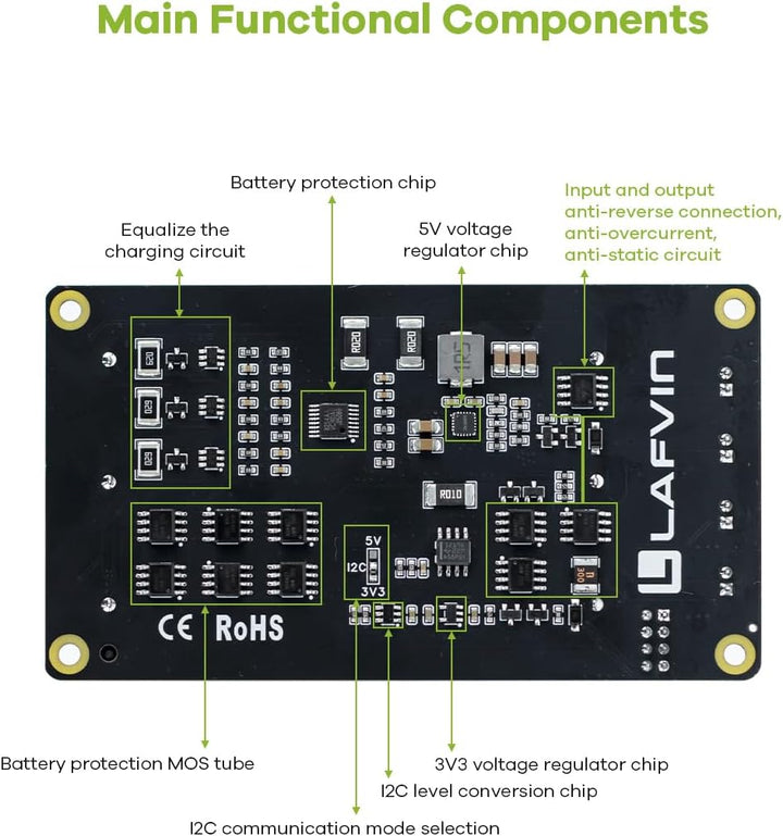 LAFVIN UPS Module 3S Uninterruptible Power Supply Module for Raspberry Pi/Jetson Nano Supports Charg
