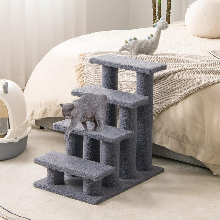 COSTWAY Tiertreppe Katzentreppe, Treppe für Katze bis 25 kg, Haustiertreppe Klein, Spielbaum 4 Aussi