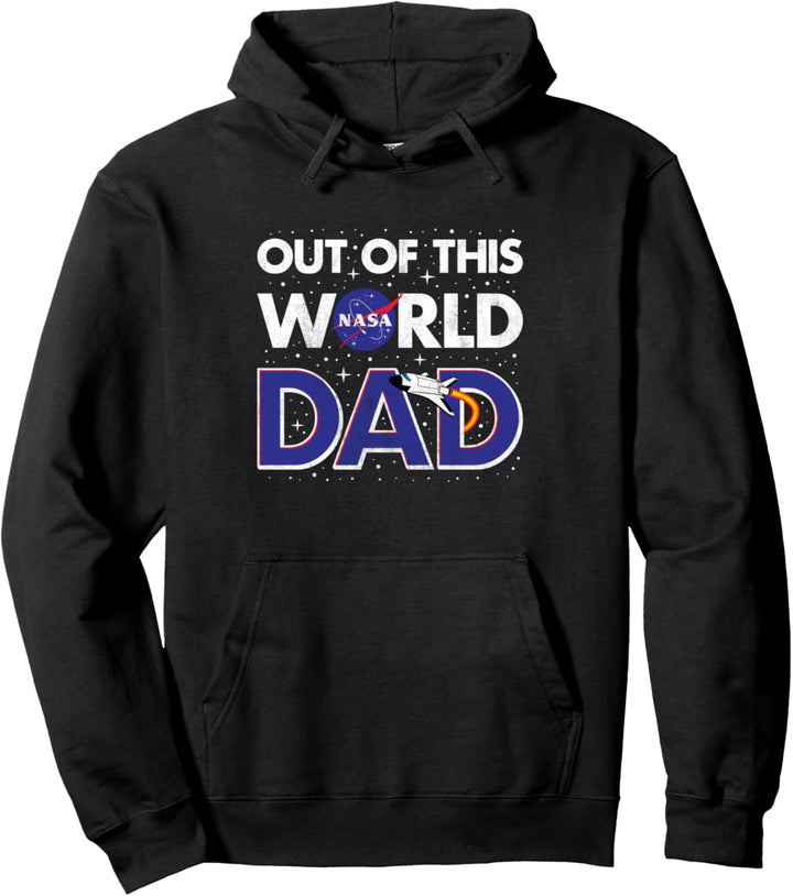 Trendy NASA Out Of This World Dad Stars With Spaceship Logo Pullover Hoodie