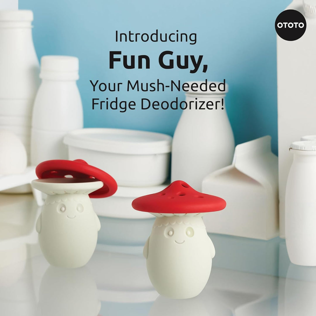 OTOTO Fun Guy Fridge Deodorizer - Food-Grade Fridge Smell Eliminator - Dishwasher Safe and BPA Free