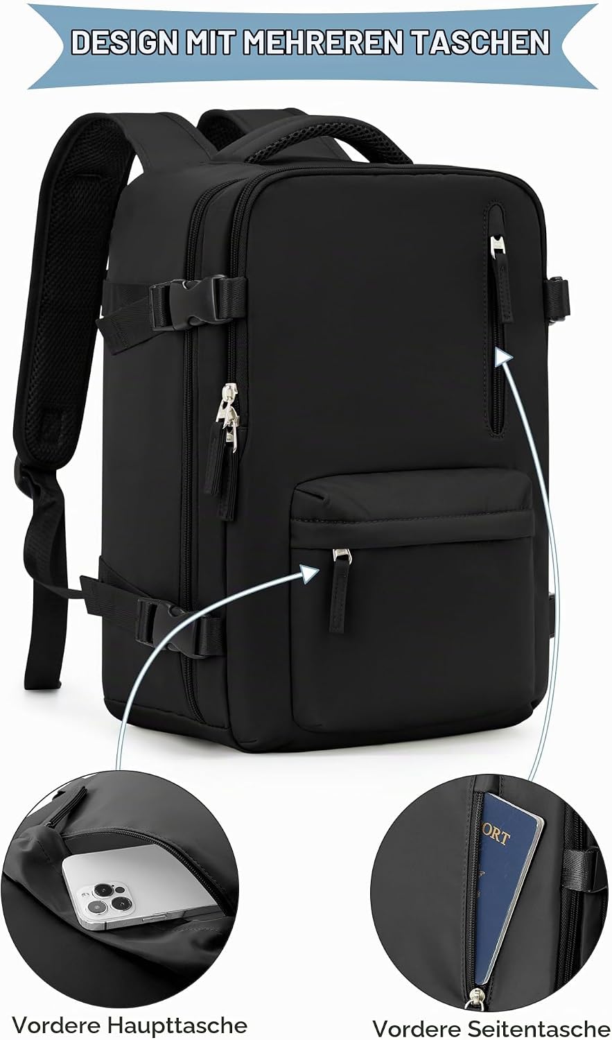 SZLX Ryanair Handgepäck 40x30x20 Rucksack Damen Wizz Air 40x30x20 Flugzeug Untersitz Kabinentasche R