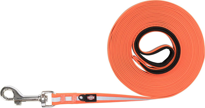 TRIXIE Schleppleine M–XL, 10 m 17 mm in orange - refelktierende Hundeleine für Outdooraktivitäten -
