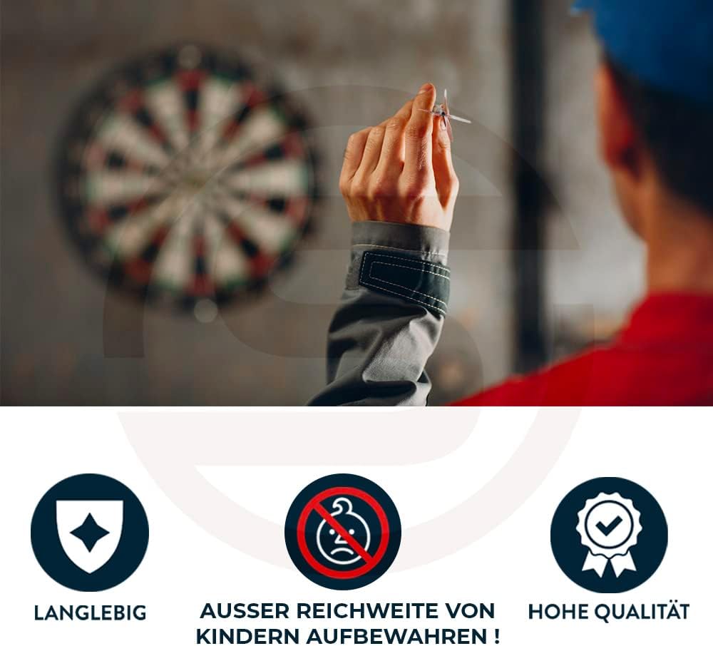 Sportisfaction Dartscheibe Set, Steeldart Scheibe aus Sisal mit 6 Pfeilen &amp; Anspitzer und verstellba