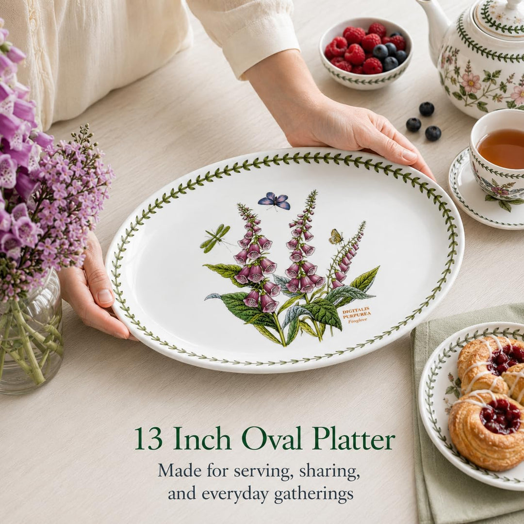 Portmeirion Home &amp; Gifts - Botanic Garden Collection - Ovale Platte - 13 Zoll - Fingerhut (Mehrfarbi