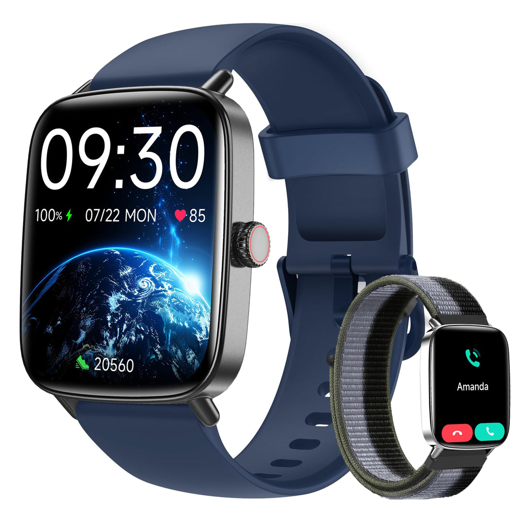 Yoever Smartwatch Herren Damen mit Telefonfunktion - 1.85" Fitnessuhr Herren mit Herzfrequenz SpO2 S