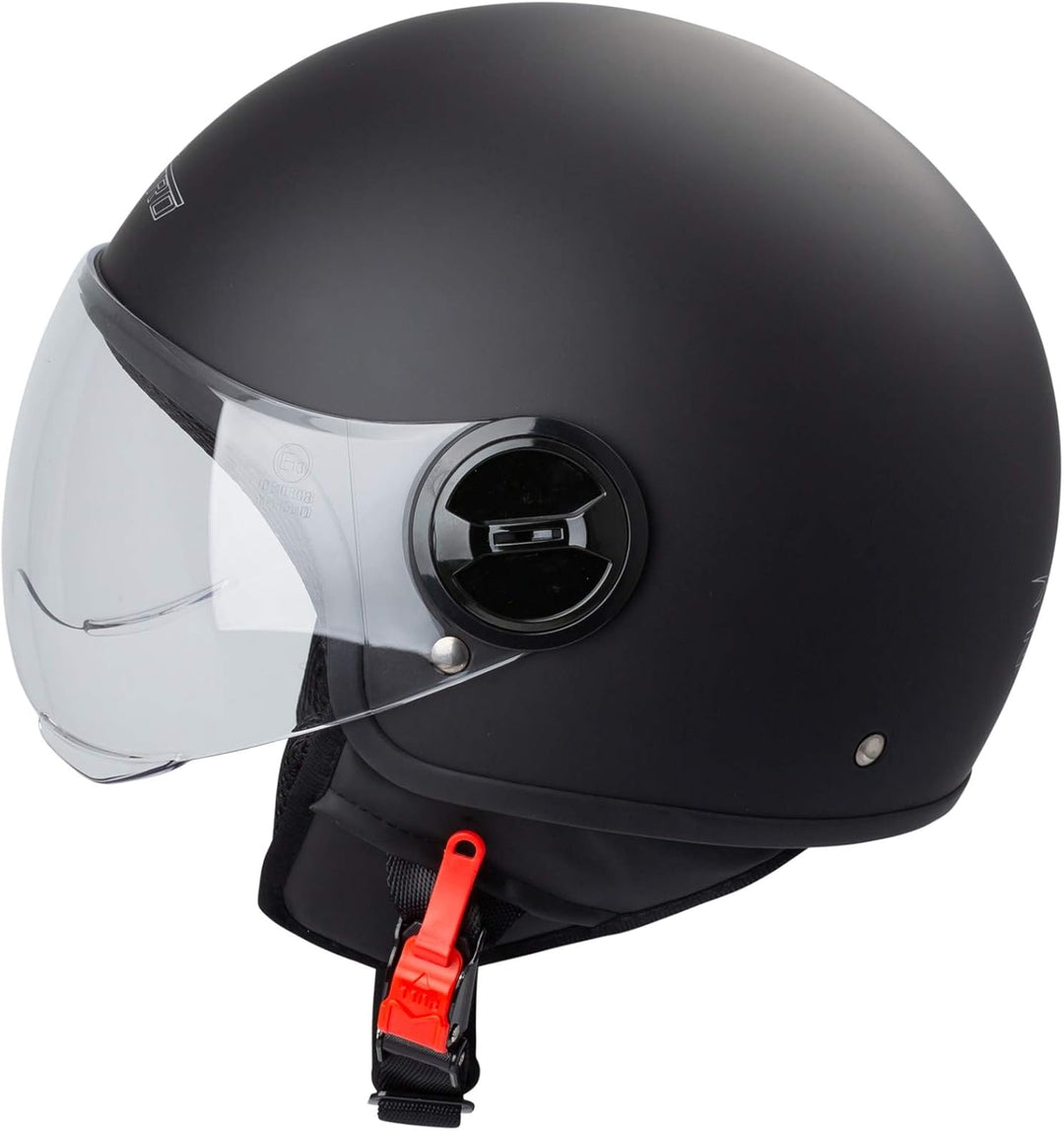 Motorradhelm Motorrad Roller Jet Helm Demi Avio Viser Homologiert SonicMoto 59 cm Matt Schwarz, 59 c